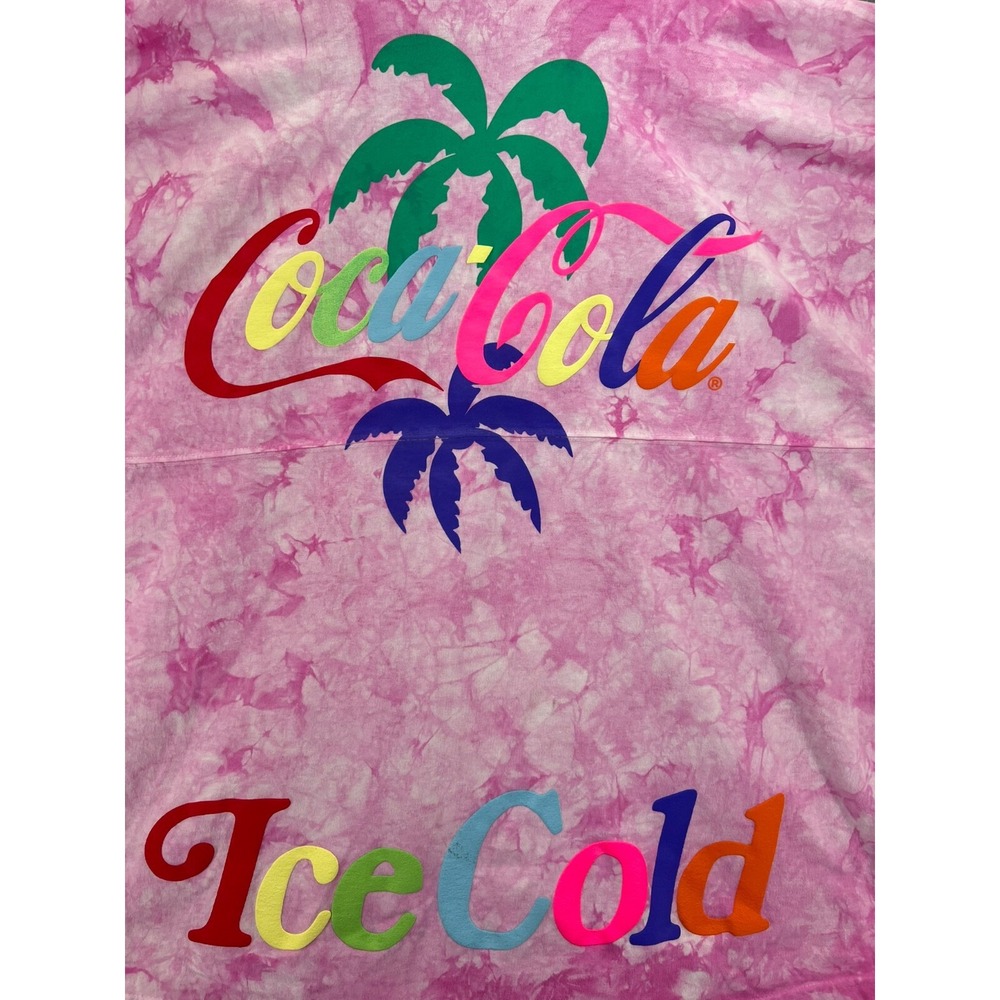 Coca Cola Coke Long Sleeve Crew Neck T Shirt Size Womens Large Tie Dye Blue Logo